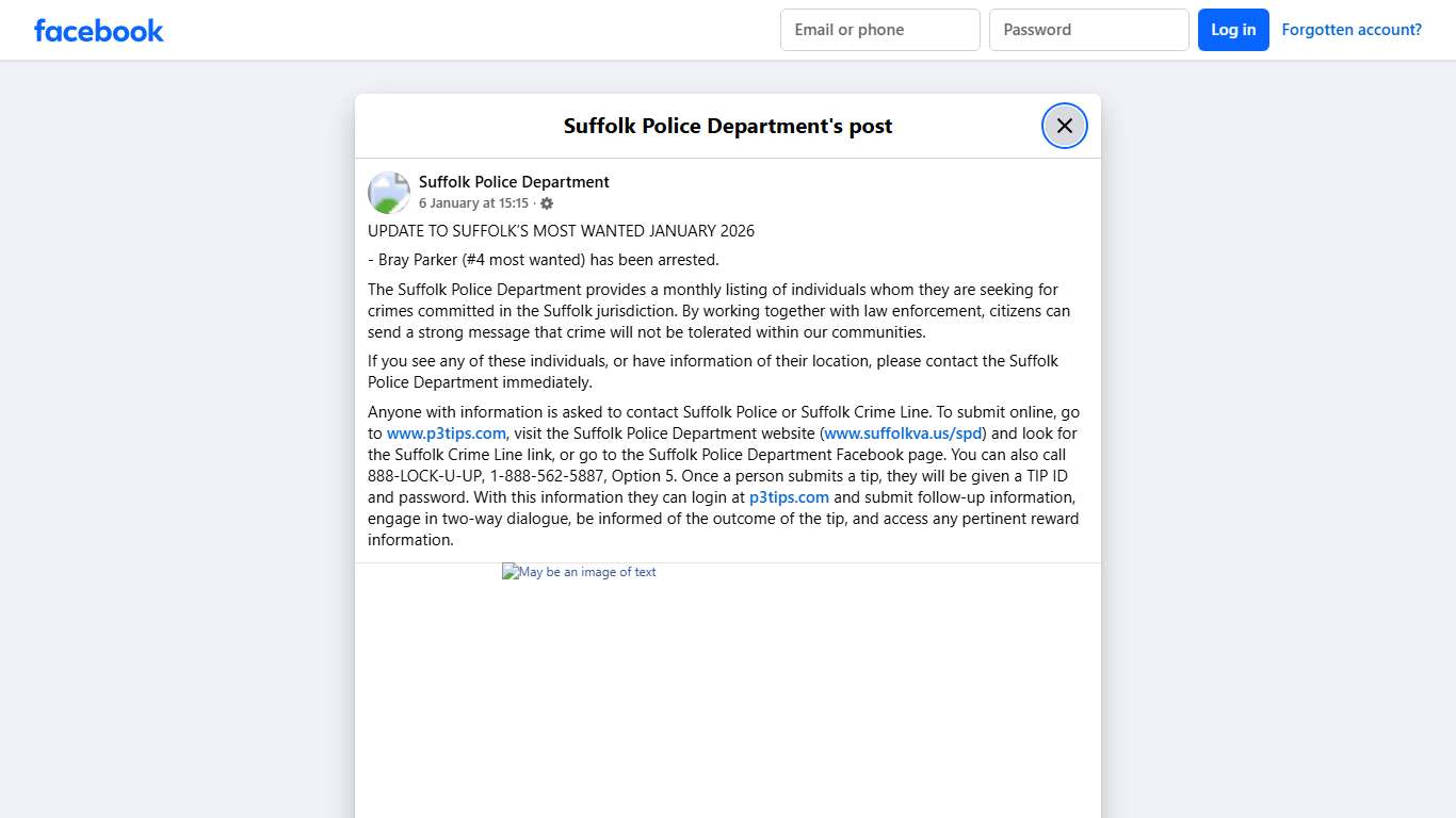 UPDATE TO SUFFOLK’S MOST... - Suffolk Police Department | Facebook