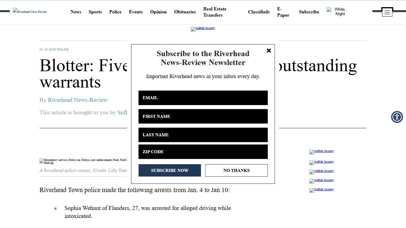 Blotter: Five arrested on alleged outstanding warrants - Riverhead News Review
